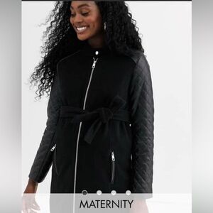 NEW Black Quilted Sleeve Maternity Women's Jacket